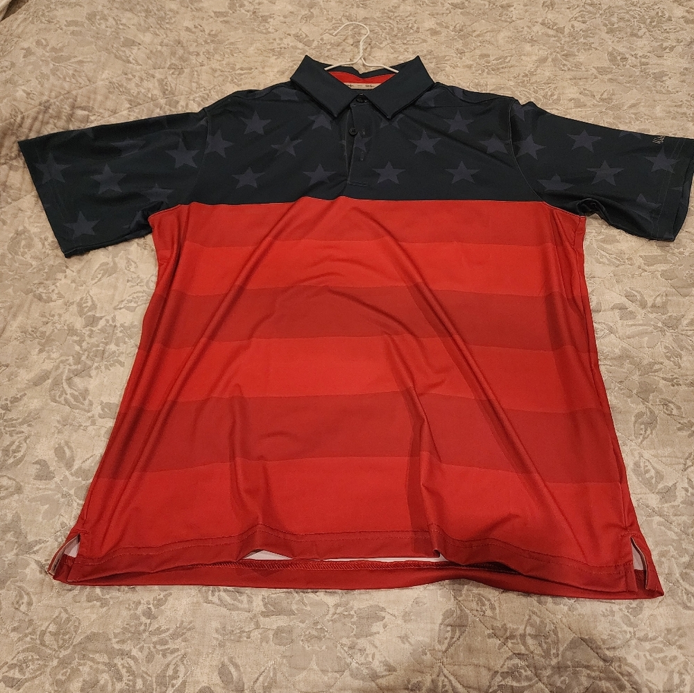 Walter Hagen Red and Black Star Pattern Polo